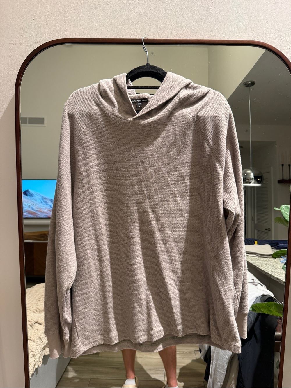 James Perse Thermal Knit Hooded Raglan - Dapple Size 4